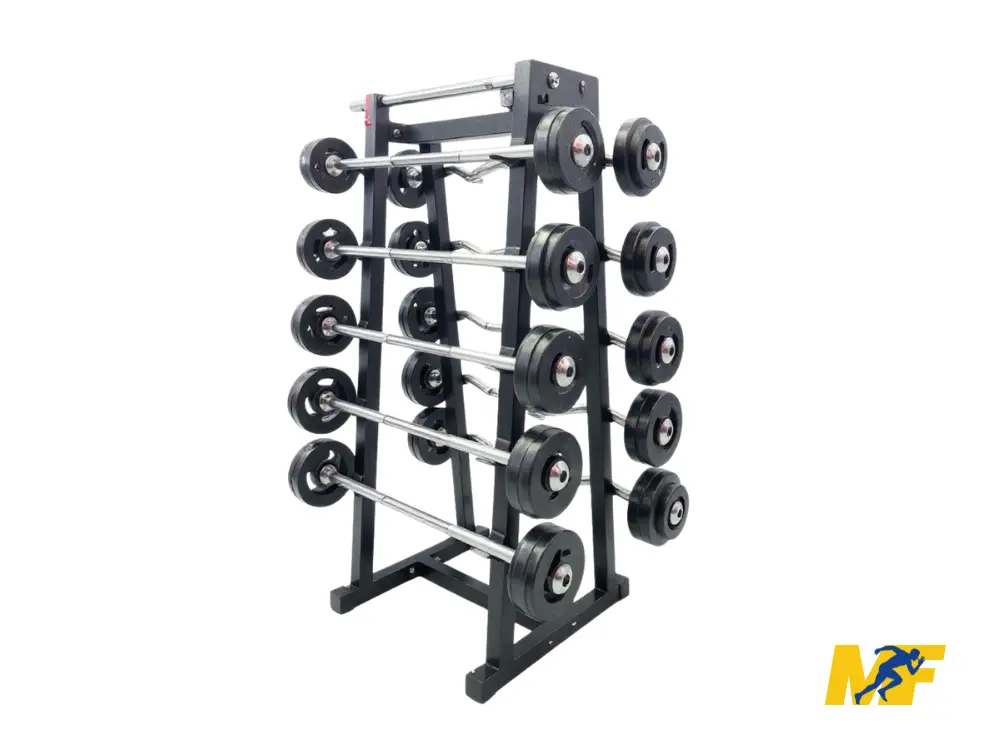Rack para barras e anilhas instalado em academia de hotel
